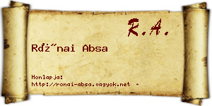 Rónai Absa névjegykártya